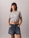Calvin Klein Jeans Est.1978 Calvin Klein Women's Monologo Cropped T-shirt In Heroic Grey Heather