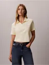 Calvin Klein Jeans Est.1978 Calvin Klein Women's Monologo Rib Cropped Polo Shirt In Pear Sorbet