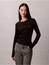 Calvin Klein Jeans Est.1978 Calvin Klein Women's Monologo Rib Henley T-shirt In Black