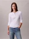 Calvin Klein Jeans Est.1978 Calvin Klein Women's Monologo Rib Henley T-shirt In White