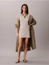 Calvin Klein Jeans Est.1978 Calvin Klein Women's Monologo Rib Stripe Mini Dress In Tofu High Sea Stripe