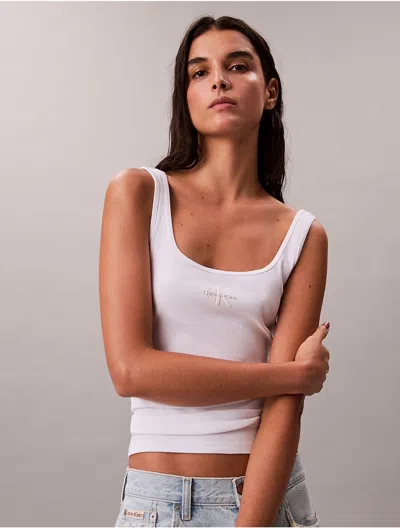 Calvin Klein Jeans Est.1978 White Cotton Tank Tops