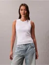 Calvin Klein Jeans Est.1978 Calvin Klein Women's Monologo Rib Tank Top In White