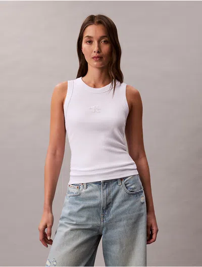 Calvin Klein Jeans Est.1978 Calvin Klein Women's Monologo Rib Tank Top In White