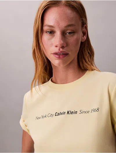 Calvin Klein Jeans Est.1978 Calvin Klein Women's New York City Logo Graphic Slim T-shirt In Yellow