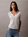 Calvin Klein Jeans Est.1978 Calvin Klein Women's Open Knit Relaxed Polo Sweater