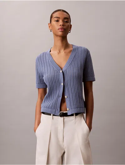 Calvin Klein Jeans Est.1978 Calvin Klein Women's Open Stitch Button-down Sweater In Dusty Sailor Blue