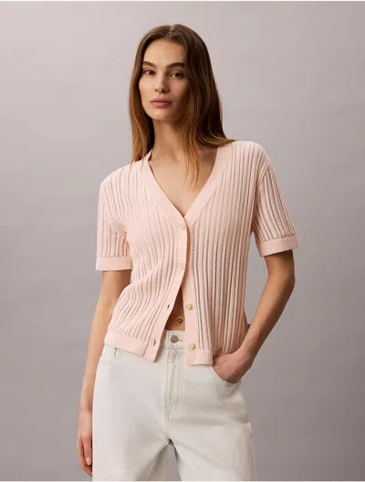 Calvin Klein Jeans Est.1978 Calvin Klein Women's Open Stitch Button-down Sweater In Soft Pink