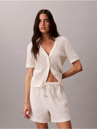 Calvin Klein Jeans Est.1978 Calvin Klein Women's Open Stitch Button-down Sweater In Tofu