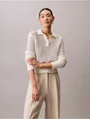 Calvin Klein Jeans Est.1978 Calvin Klein Women's Open Stitch Polo Sweater In Neutral