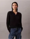 Calvin Klein Jeans Est.1978 Calvin Klein Women's Open Stitch Polo Sweater In Black