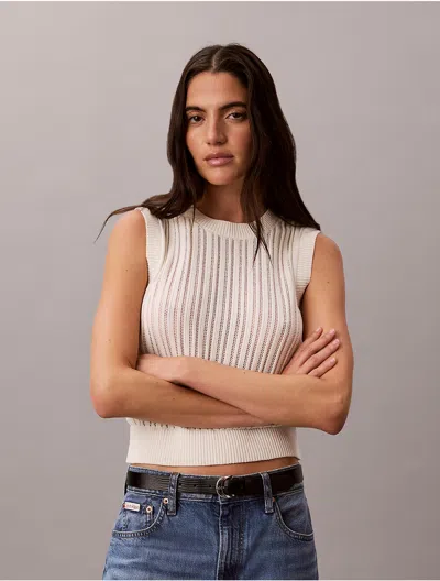 Calvin Klein Jeans Est.1978 Calvin Klein Women's Open Stitch Sweater Tank In Tofu
