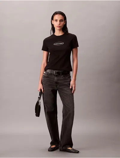 Calvin Klein Jeans Est.1978 Calvin Klein Women's Oval Logo Graphic Slim T-shirt In Black