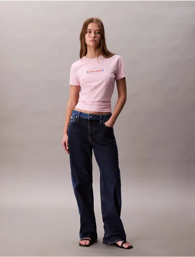 Calvin Klein Jeans Est.1978 Calvin Klein Women's Oval Logo Graphic Slim T-shirt In Pink