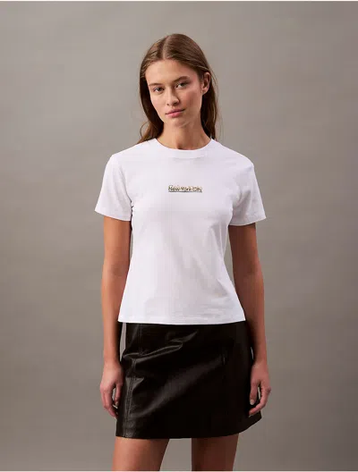 Calvin Klein Jeans Est.1978 Calvin Klein Women's Overlap Logo Slim T-shirt In White