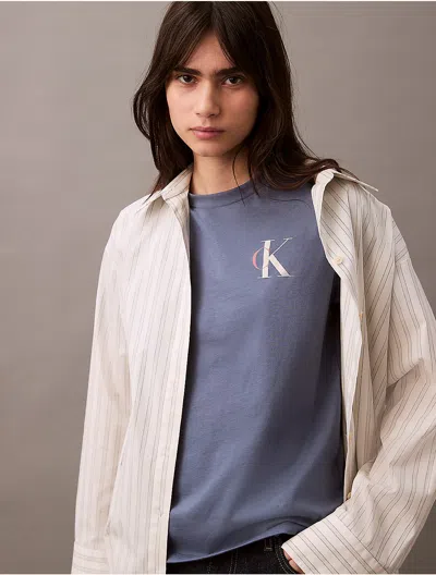 Calvin Klein Jeans Est.1978 Calvin Klein Women's Overlap Monogram Logo Graphic Classic T-shirt In Gray