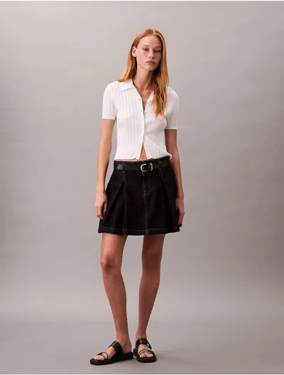 Calvin Klein Jeans Est.1978 Calvin Klein Women's Pleated Denim Skirt In Black