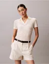 Calvin Klein Jeans Est.1978 Calvin Klein Women's Pointelle Slim Polo Shirt In Neutral