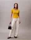 Calvin Klein Jeans Est.1978 Calvin Klein Women's Pointelle Slim Polo Shirt In Yellow