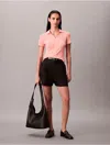 Calvin Klein Jeans Est.1978 Calvin Klein Women's Pointelle Slim Polo Shirt In Pink