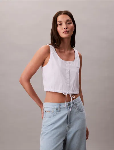 Calvin Klein Jeans Est.1978 Calvin Klein Women's Poplin Button-down Top In White