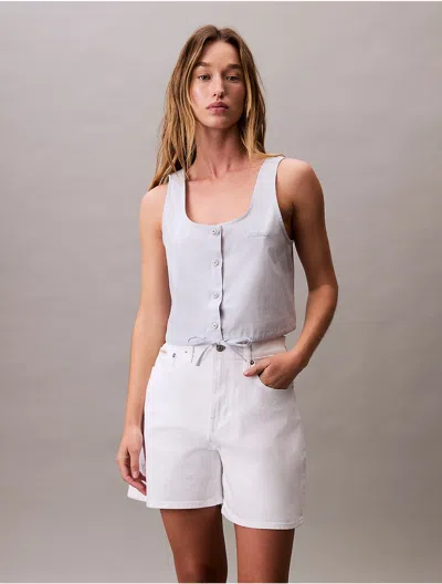 Calvin Klein Jeans Est.1978 Calvin Klein Women's Poplin Button-down Top In Gray