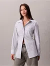 Calvin Klein Jeans Est.1978 Calvin Klein Women's Poplin Striped Relaxed Button-down Shirt In Gray