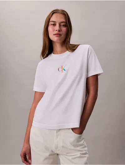 Calvin Klein Jeans Est.1978 Calvin Klein Women's Pride Monogram Logo Slim T-shirt In White