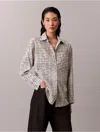 Calvin Klein Jeans Est.1978 Calvin Klein Women's Printed Tencel Blend Roll Tab Shirt In Gray