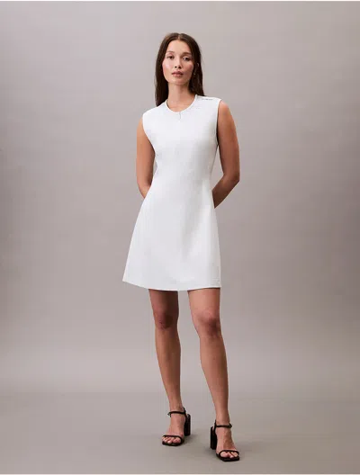 Calvin Klein Jeans Est.1978 Calvin Klein Women's Quarter Zip A-line Mini Dress In White