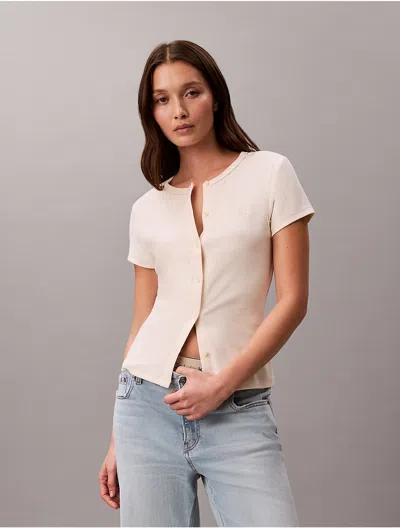 Calvin Klein Jeans Est.1978 Calvin Klein Women's Refined Button-down T-shirt In Brown