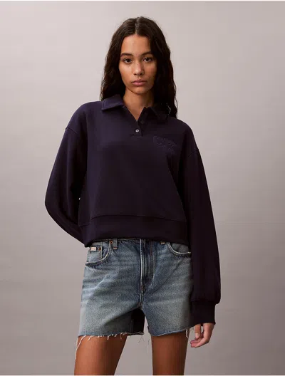 Calvin Klein Jeans Est.1978 Calvin Klein Women's Relaxed Ck Polo Sweatshirt In Blue