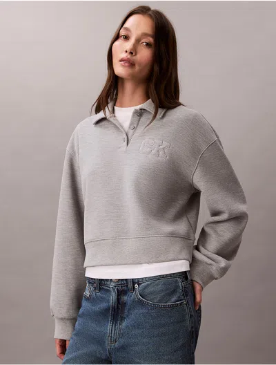 Calvin Klein Jeans Est.1978 Calvin Klein Women's Relaxed Ck Polo Sweatshirt In Gray