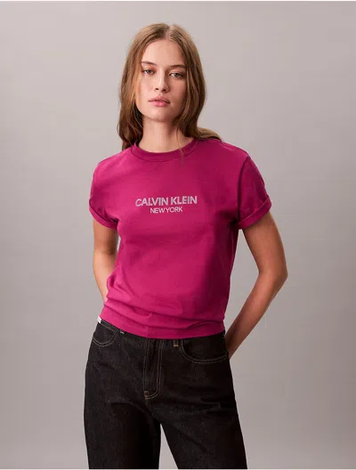 Calvin Klein Jeans Est.1978 Calvin Klein Women's Rhinestone Logo Graphic Classic T-shirt In Red