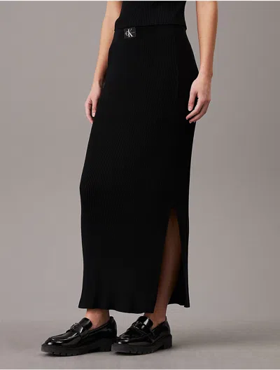 Calvin Klein Jeans Est.1978 Calvin Klein Women's Rib Monologo Sweater Maxi Skirt In Black