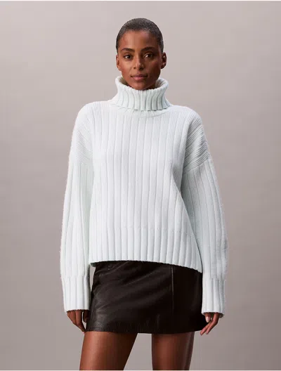 Calvin Klein Jeans Est.1978 Calvin Klein Women's Rib Relaxed Turtleneck Sweater In Blue