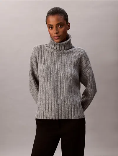 Calvin Klein Jeans Est.1978 Calvin Klein Women's Rib Relaxed Turtleneck Sweater In Gray