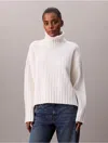 Calvin Klein Jeans Est.1978 Calvin Klein Women's Rib Relaxed Turtleneck Sweater In White