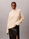 Calvin Klein Jeans Est.1978 Calvin Klein Women's Rib Relaxed Turtleneck Sweater In White