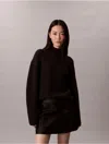 Calvin Klein Jeans Est.1978 Calvin Klein Women's Ribbed Chunky Relaxed Turtleneck Sweater In Brown