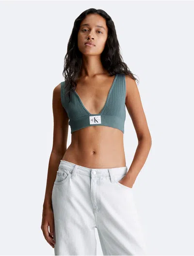 Calvin Klein Jeans Est.1978 Calvin Klein Women's Ribbed Plunge Neck Sweater Bralette