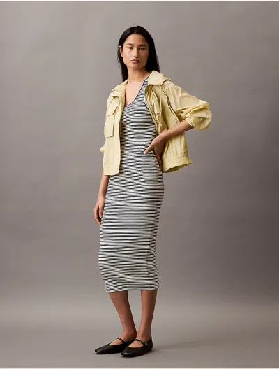 Calvin Klein Jeans Est.1978 Calvin Klein Women's Ribbed Stripe Slim Midi Dress