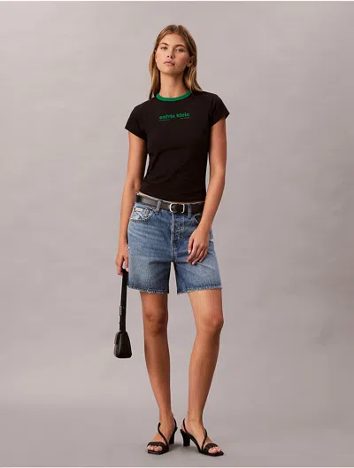 Calvin Klein Jeans Est.1978 Calvin Klein Women's Round Logo Graphic Classic T-shirt In Black