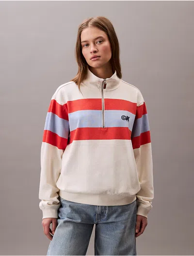 Calvin Klein Jeans Est.1978 Calvin Klein Women's Rugby Jersey Quarter Zip Sweatshirt In Multi