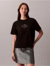 Calvin Klein Jeans Est.1978 Calvin Klein Women's Script Foil Logo Graphic Boxy T-shirt In Black