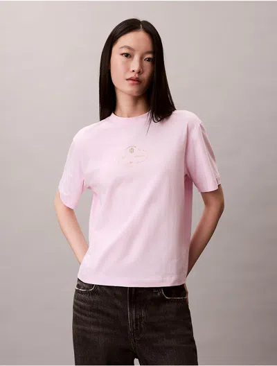 Calvin Klein Jeans Est.1978 Calvin Klein Women's Script Foil Logo Graphic Boxy T-shirt In Neutral