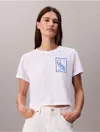 Calvin Klein Jeans Est.1978 Calvin Klein Women's Script Logo Cropped Boxy T-shirt In White