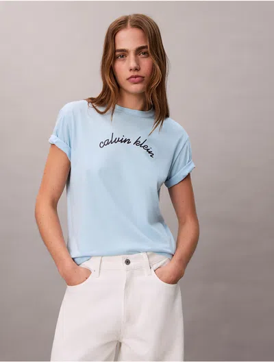 Calvin Klein Jeans Est.1978 Calvin Klein Women's Script Logo Graphic Boxy T-shirt In Blue