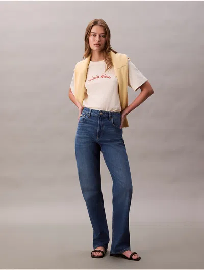 Calvin Klein Jeans Est.1978 Calvin Klein Women's Script Logo Graphic Boxy T-shirt In White