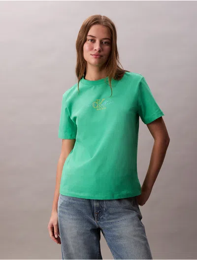 Calvin Klein Jeans Est.1978 Calvin Klein Women's Script Logo Graphic Classic T-shirt In Green
